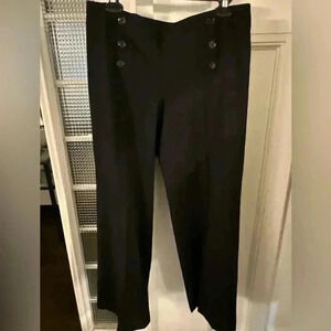 French connection women’s black wife leg pants w/sailor style button front sz 8